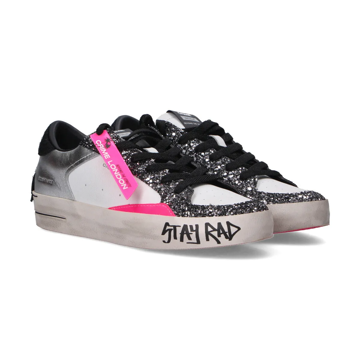 Crime London SK8 Deluxe fucsia e bianca