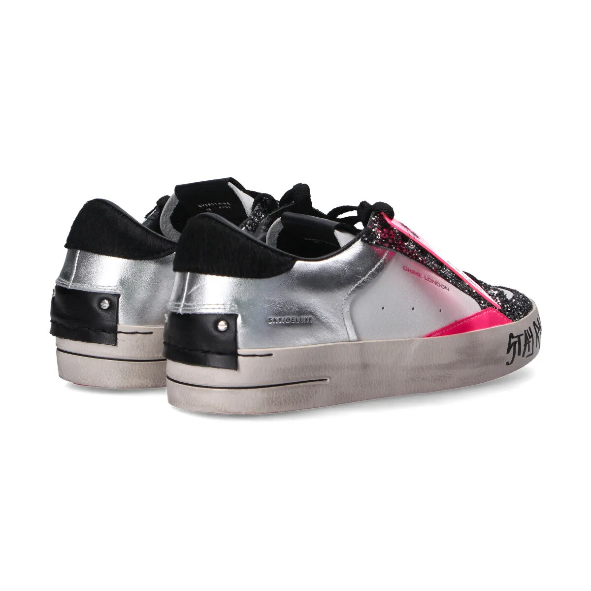 Crime London SK8 Deluxe fucsia e bianca