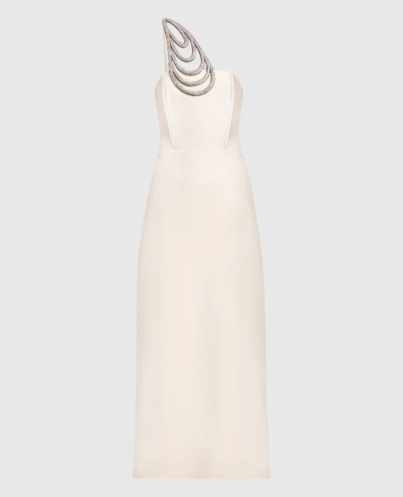 David Koma Abito midi beige con strass SS23DK32DB