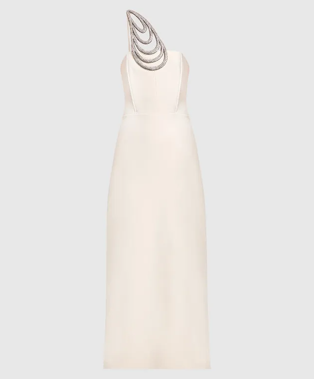 David Koma Abito midi beige con strass SS23DK32DB