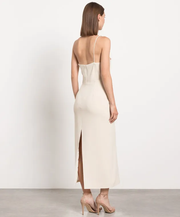 David Koma Abito midi beige con strass SS23DK32DB