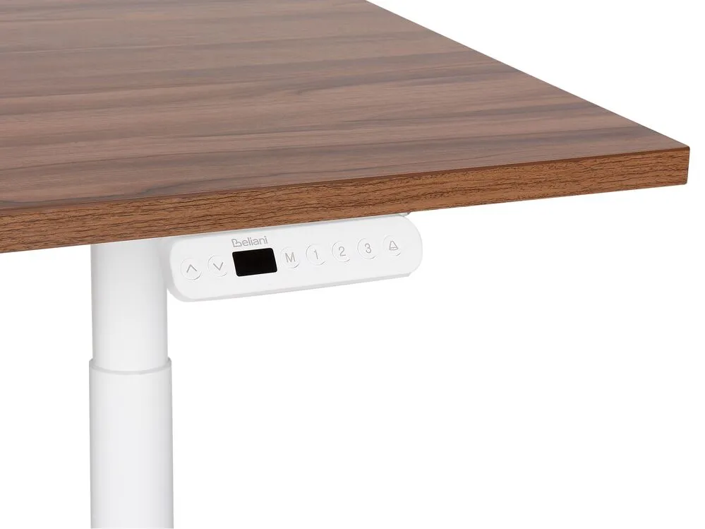 Electric Adjustable Standing Desk 160 x 72 cm Dark Wood and White DESTINAS