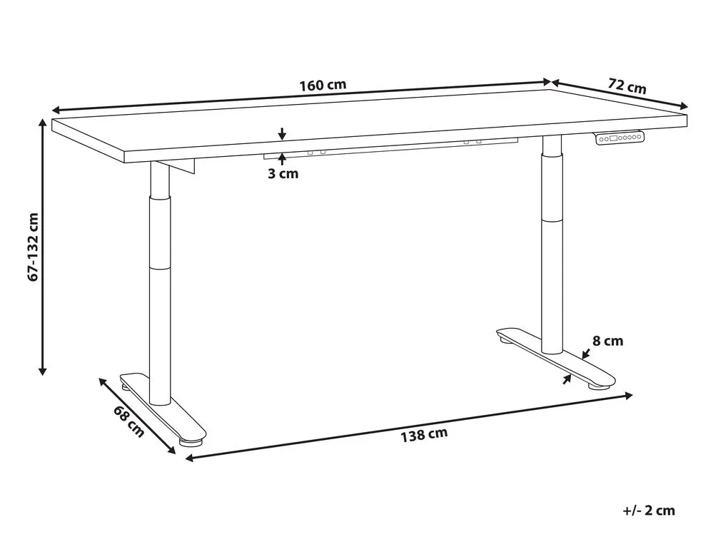 Electric Adjustable Standing Desk 160 x 72 cm Dark Wood and White DESTINAS