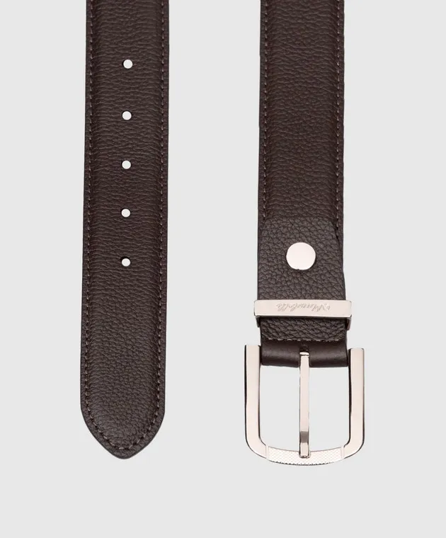 Enrico Mandelli Cinturino in pelle marrone con incisione del logo ZZBLT45616