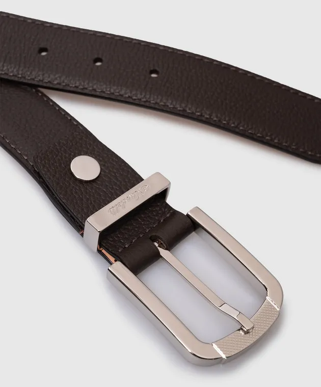 Enrico Mandelli Cinturino in pelle marrone con incisione del logo ZZBLT45616