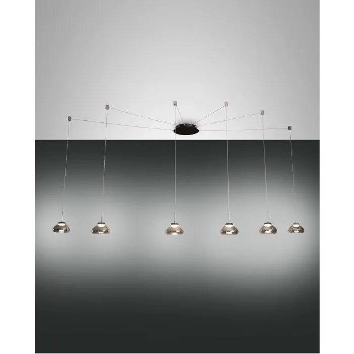 Fabas Luce Arabella Lampada a Sospensione LED Nero, 6-Luci