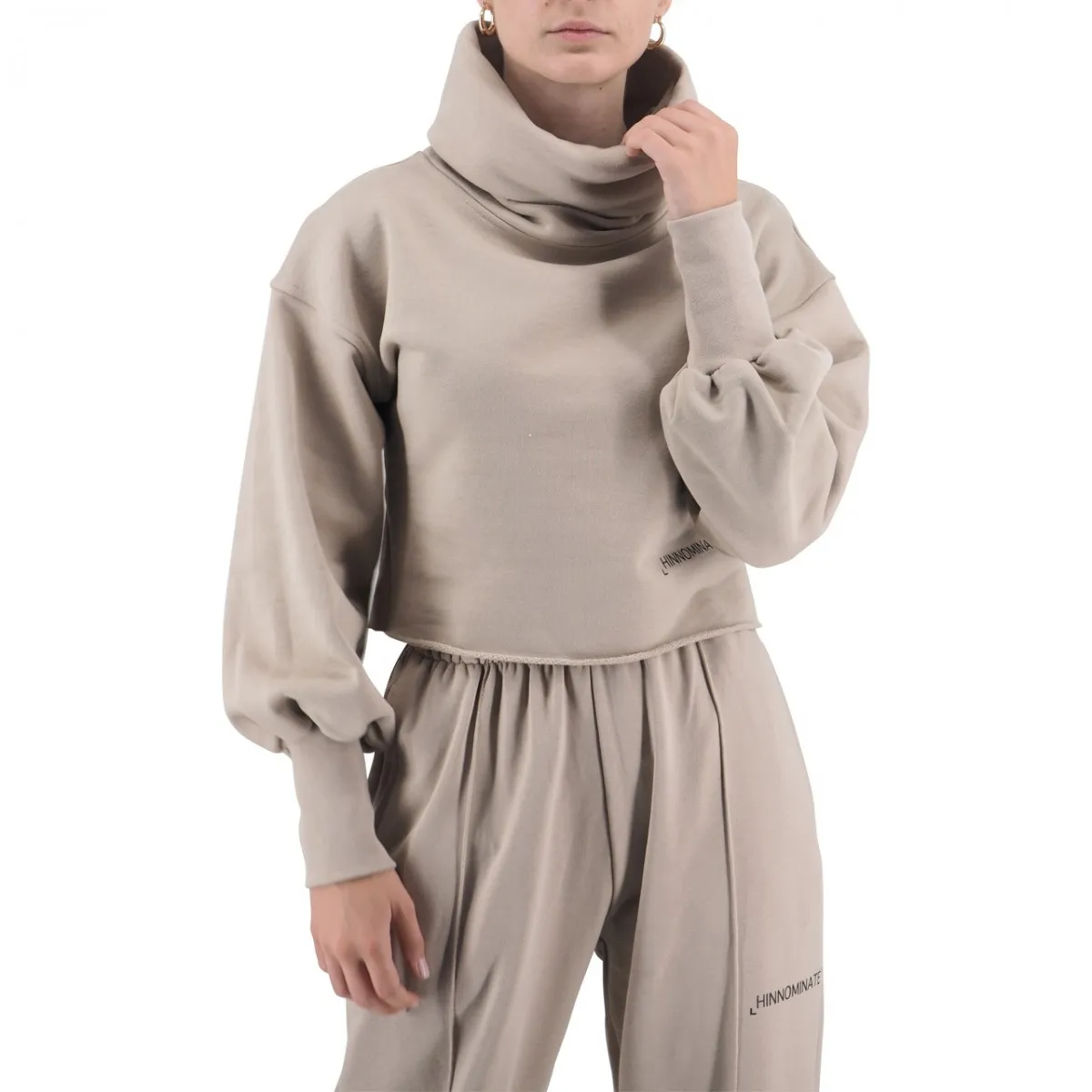 Felpa Crop Taglio Vivo Collo Cratere