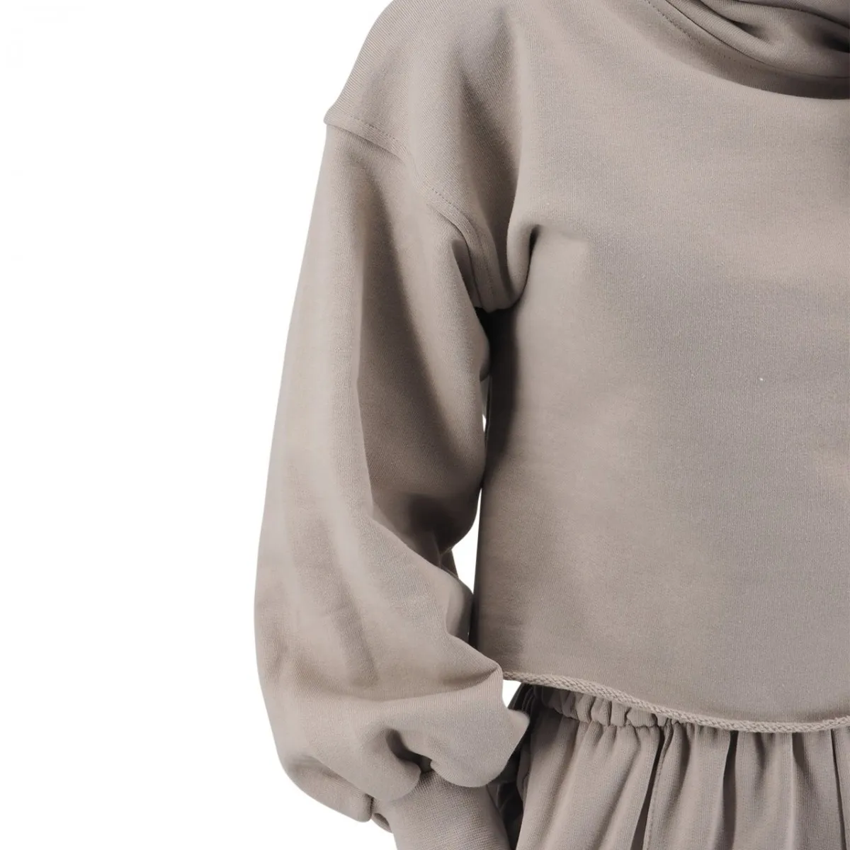 Felpa Crop Taglio Vivo Collo Cratere