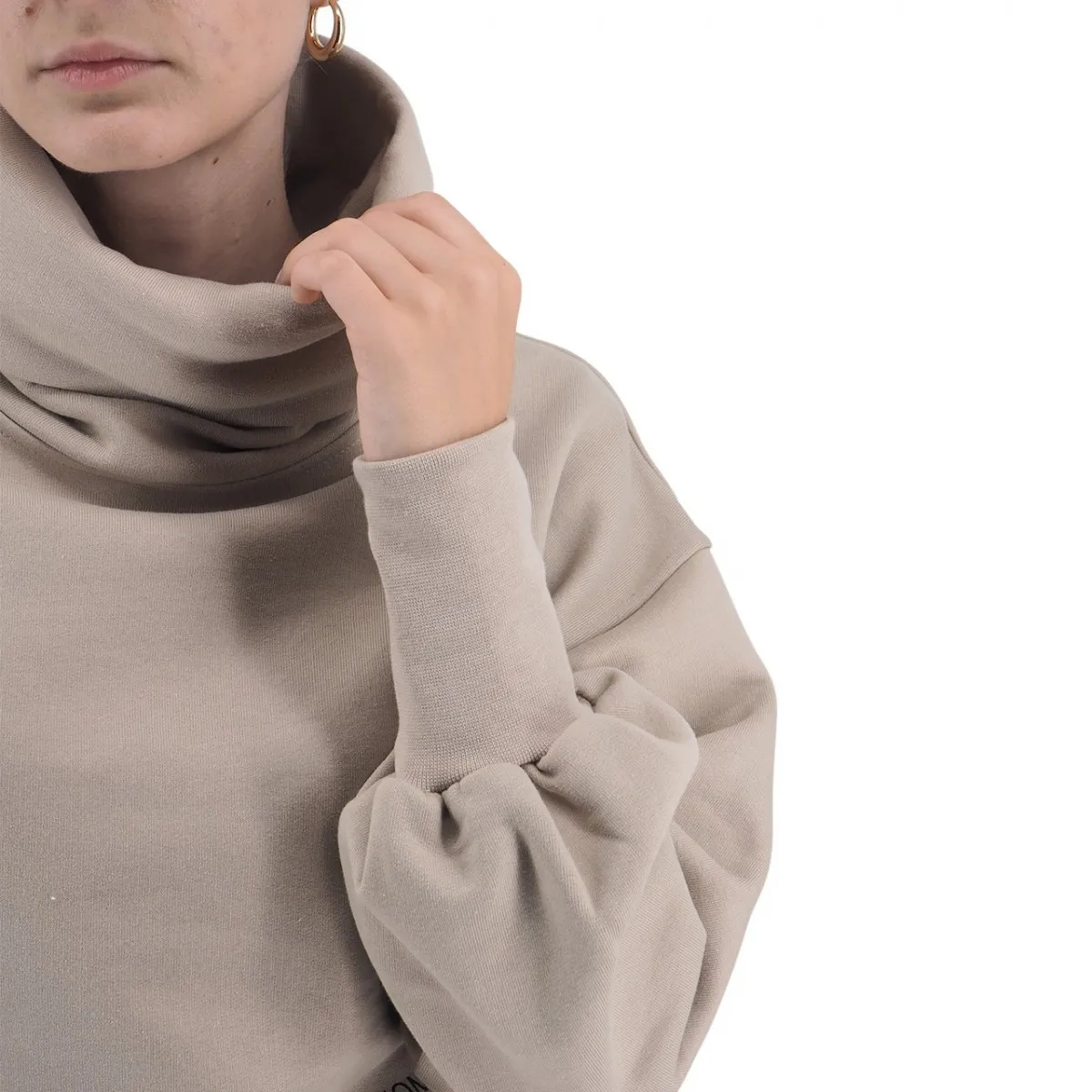 Felpa Crop Taglio Vivo Collo Cratere