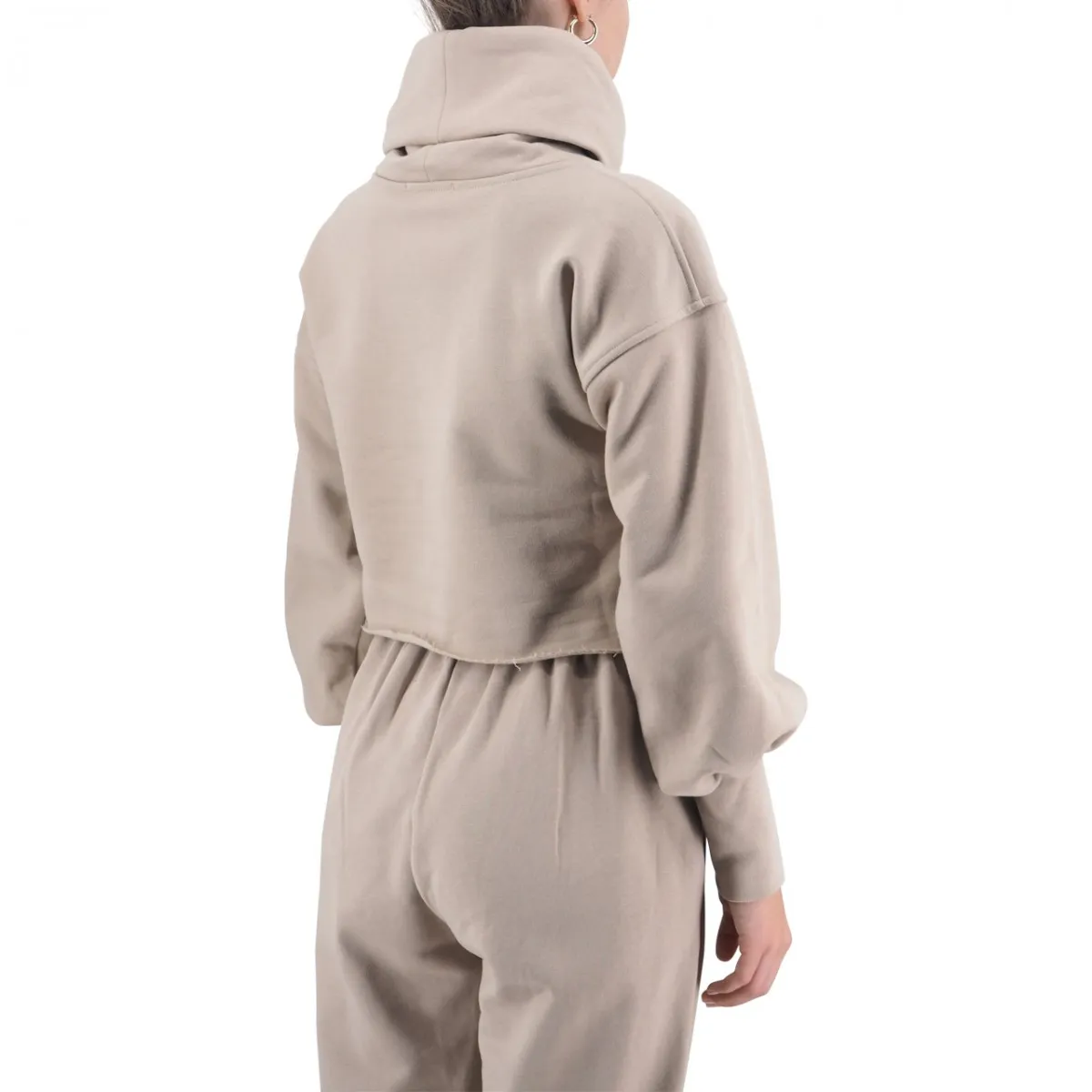 Felpa Crop Taglio Vivo Collo Cratere
