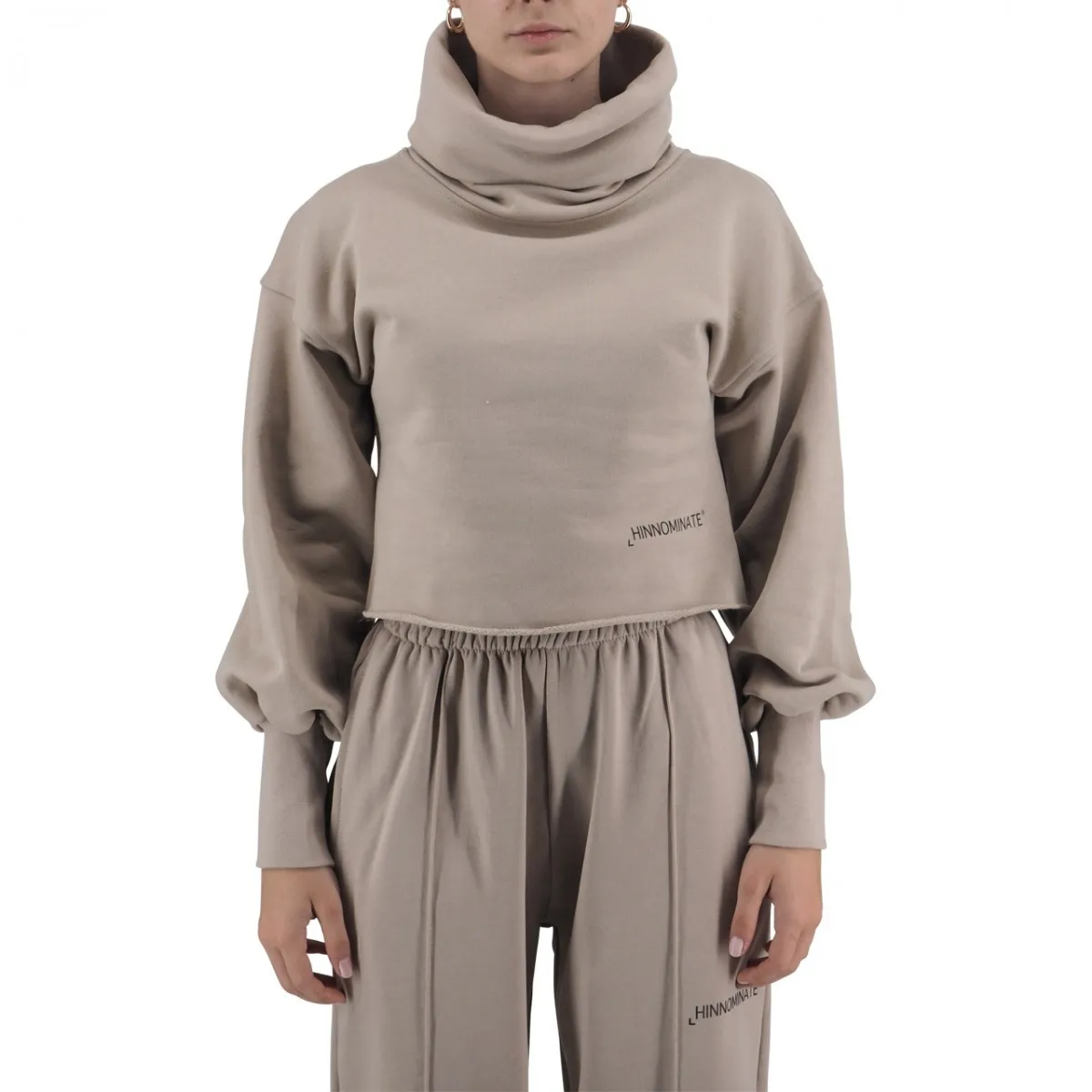 Felpa Crop Taglio Vivo Collo Cratere