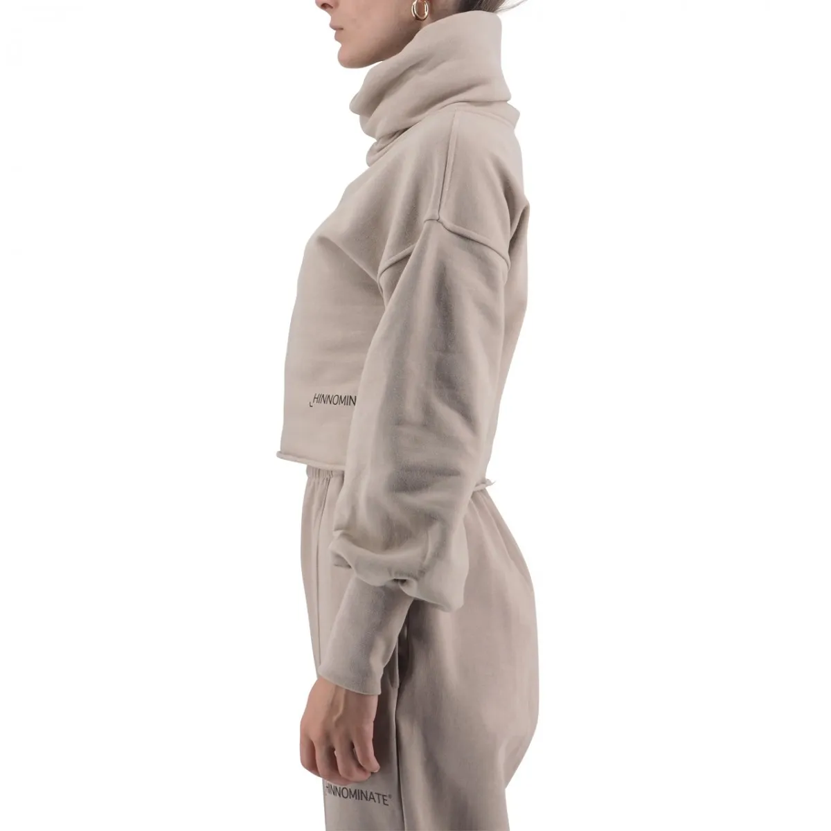 Felpa Crop Taglio Vivo Collo Cratere