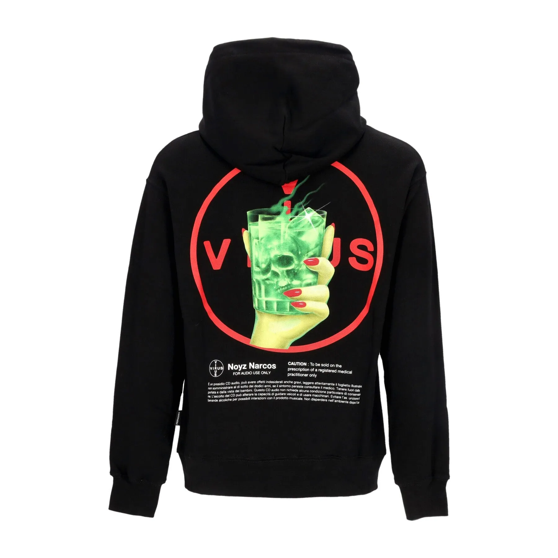 Felpa Leggera Cappuccio Uomo Virus Hoodie Black