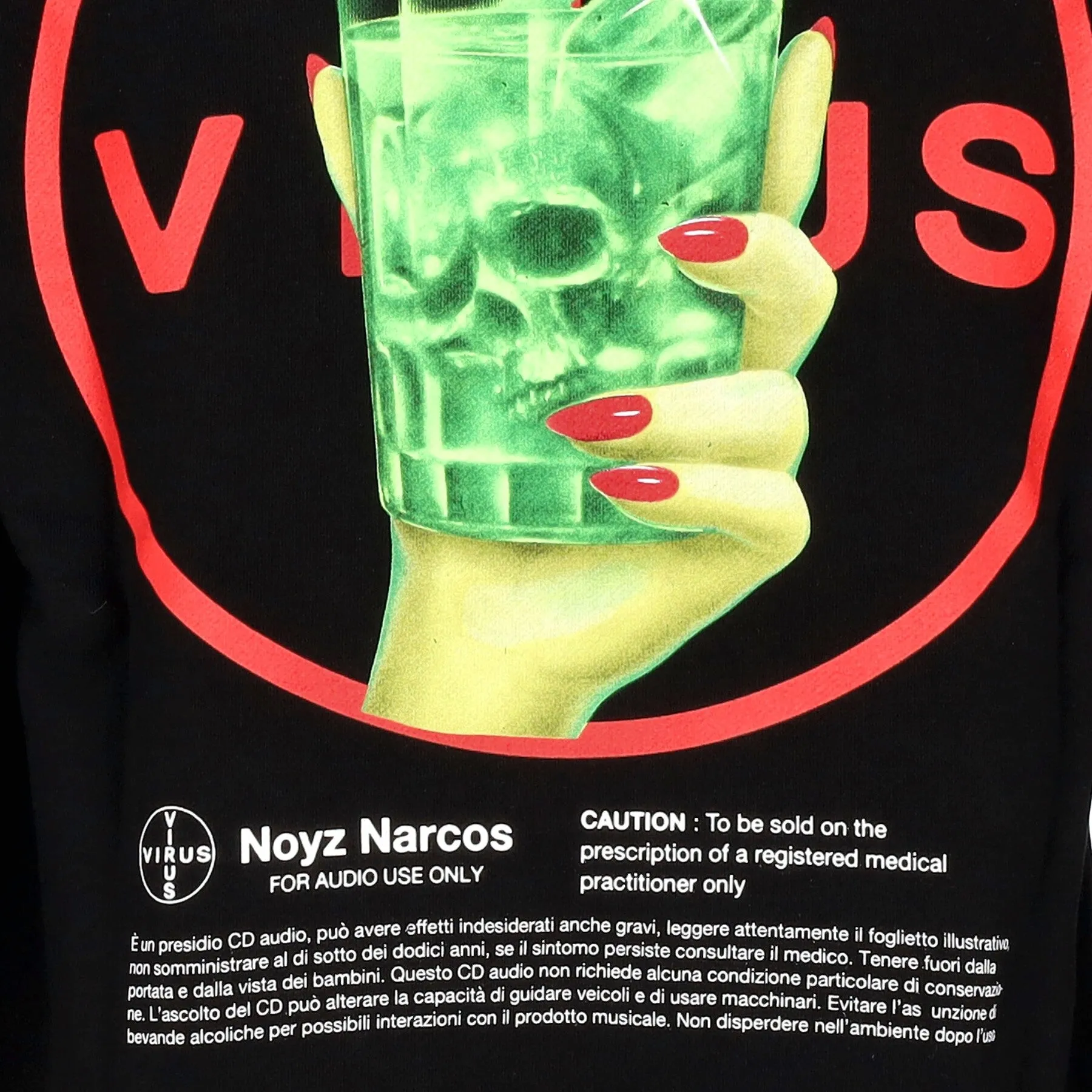 Felpa Leggera Cappuccio Uomo Virus Hoodie Black
