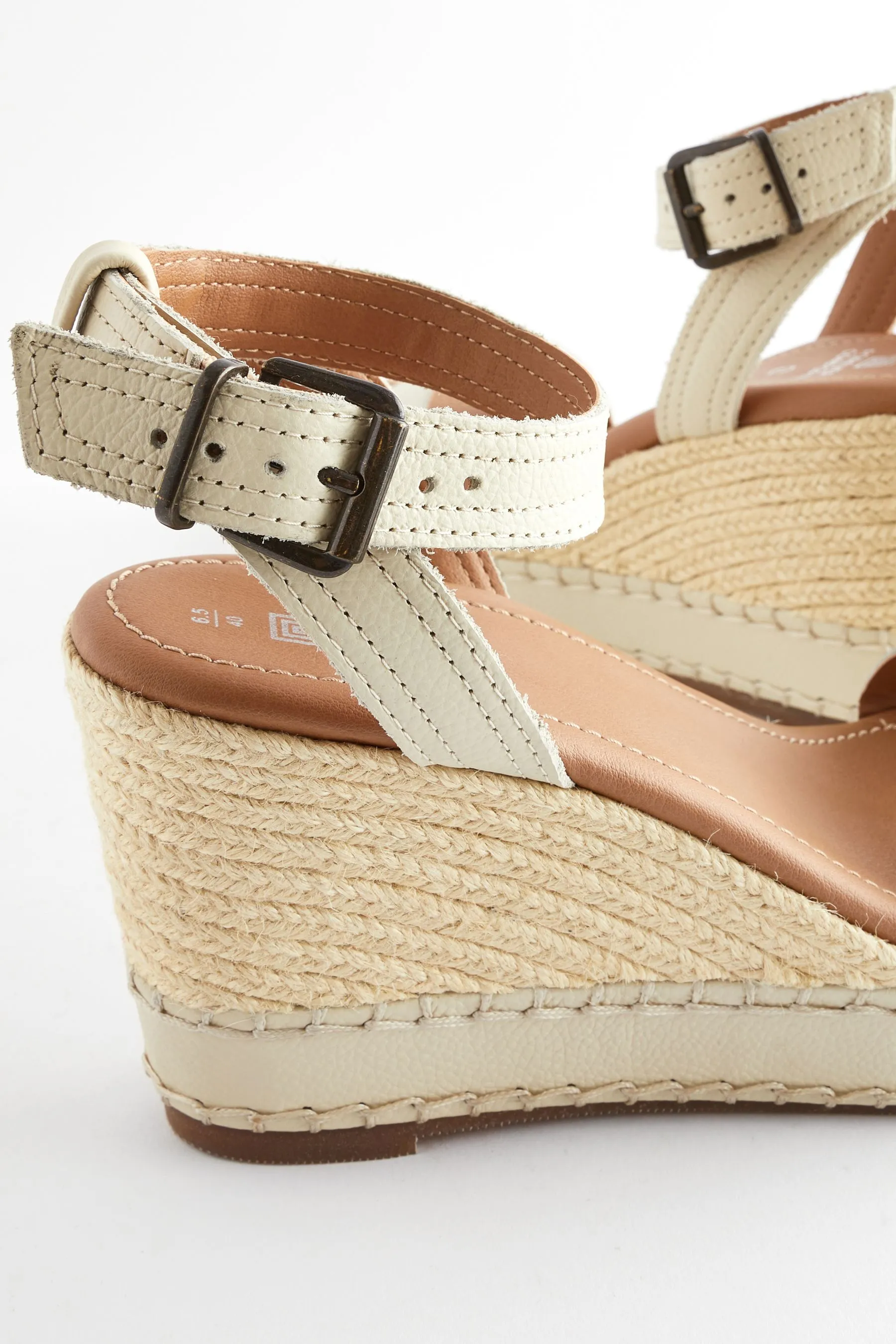 Forever Comfort - Espadrilles in pelle con zeppa e cuciture a sopraggisso