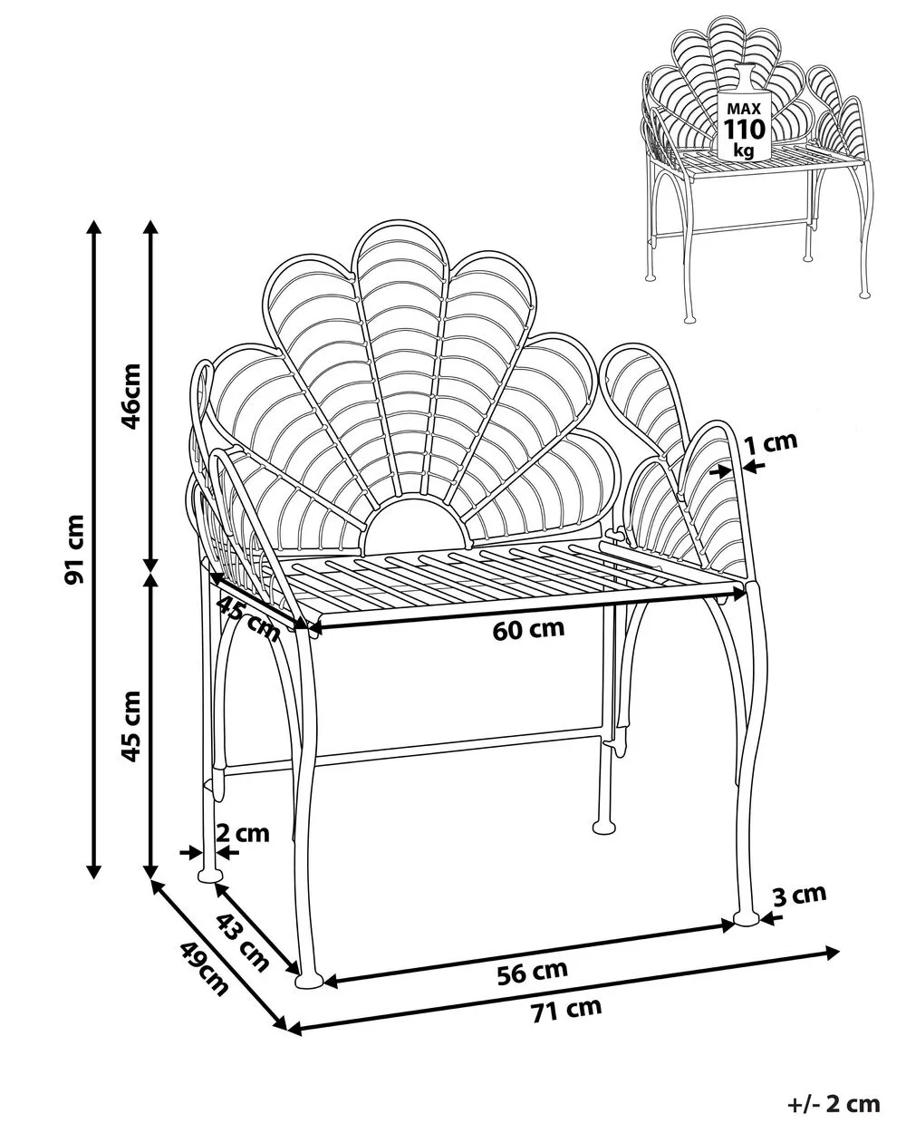 Garden Chair LIGURIA Metal Black