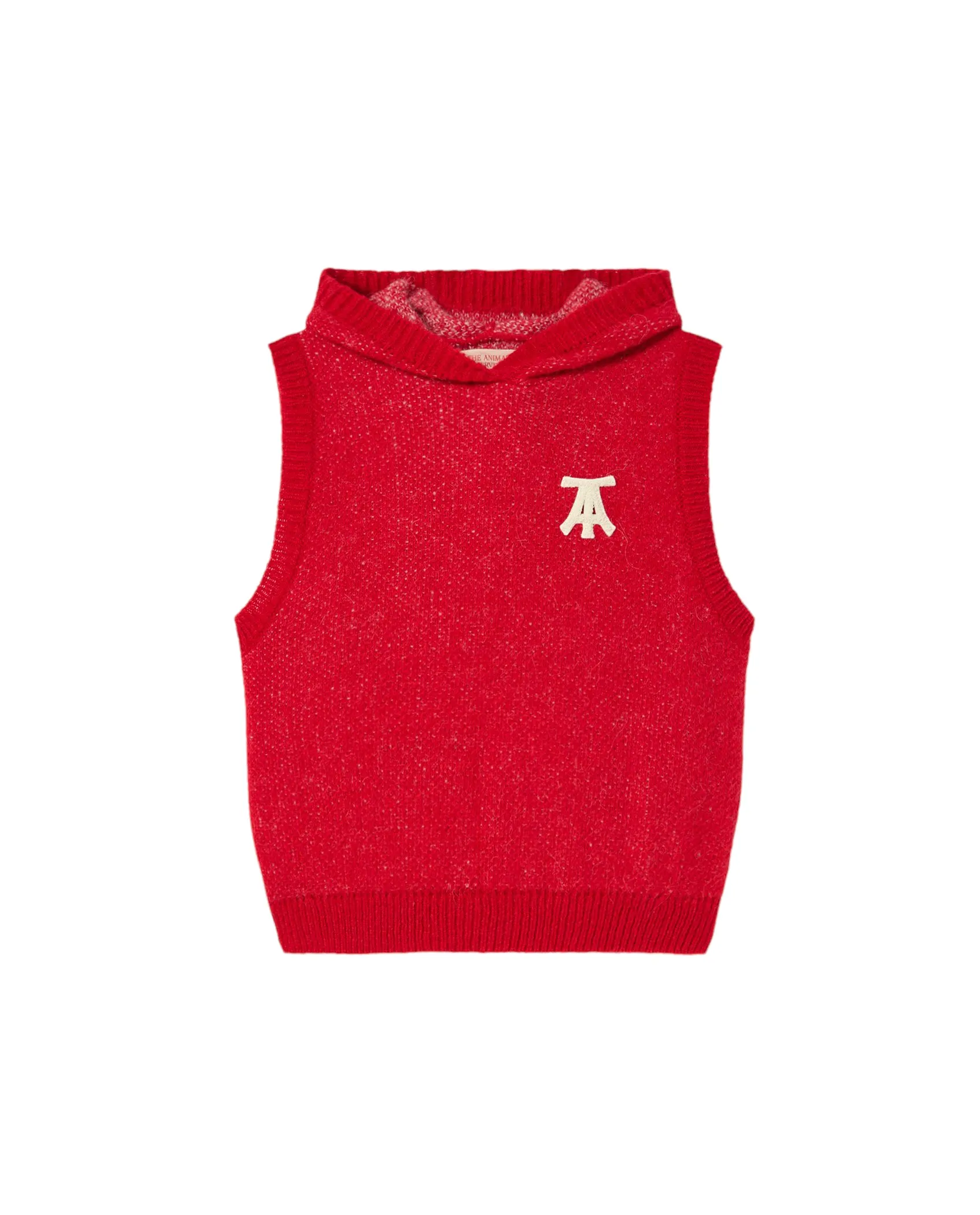 Gilet in maglia rosso con cappuccio per bambini
