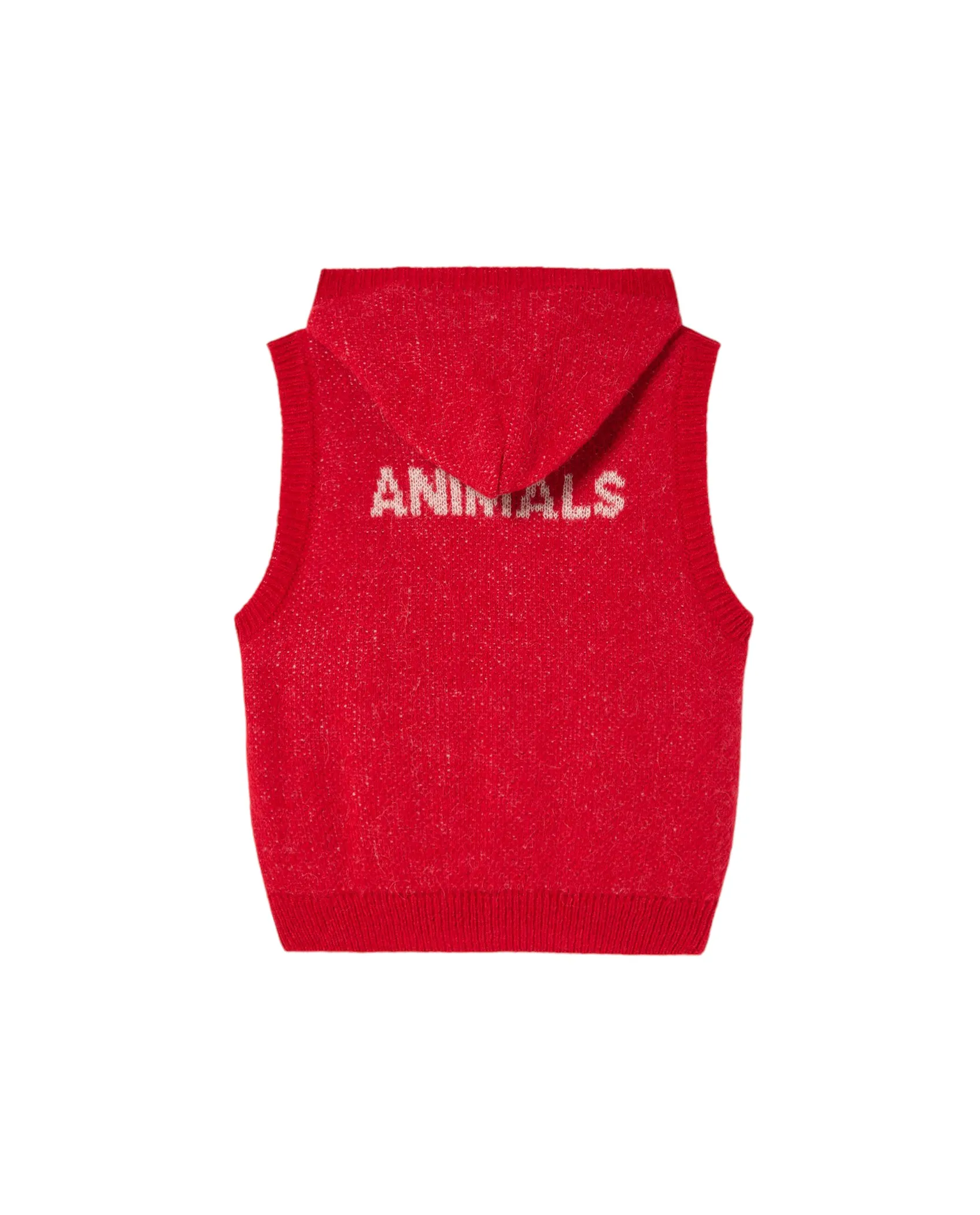 Gilet in maglia rosso con cappuccio per bambini