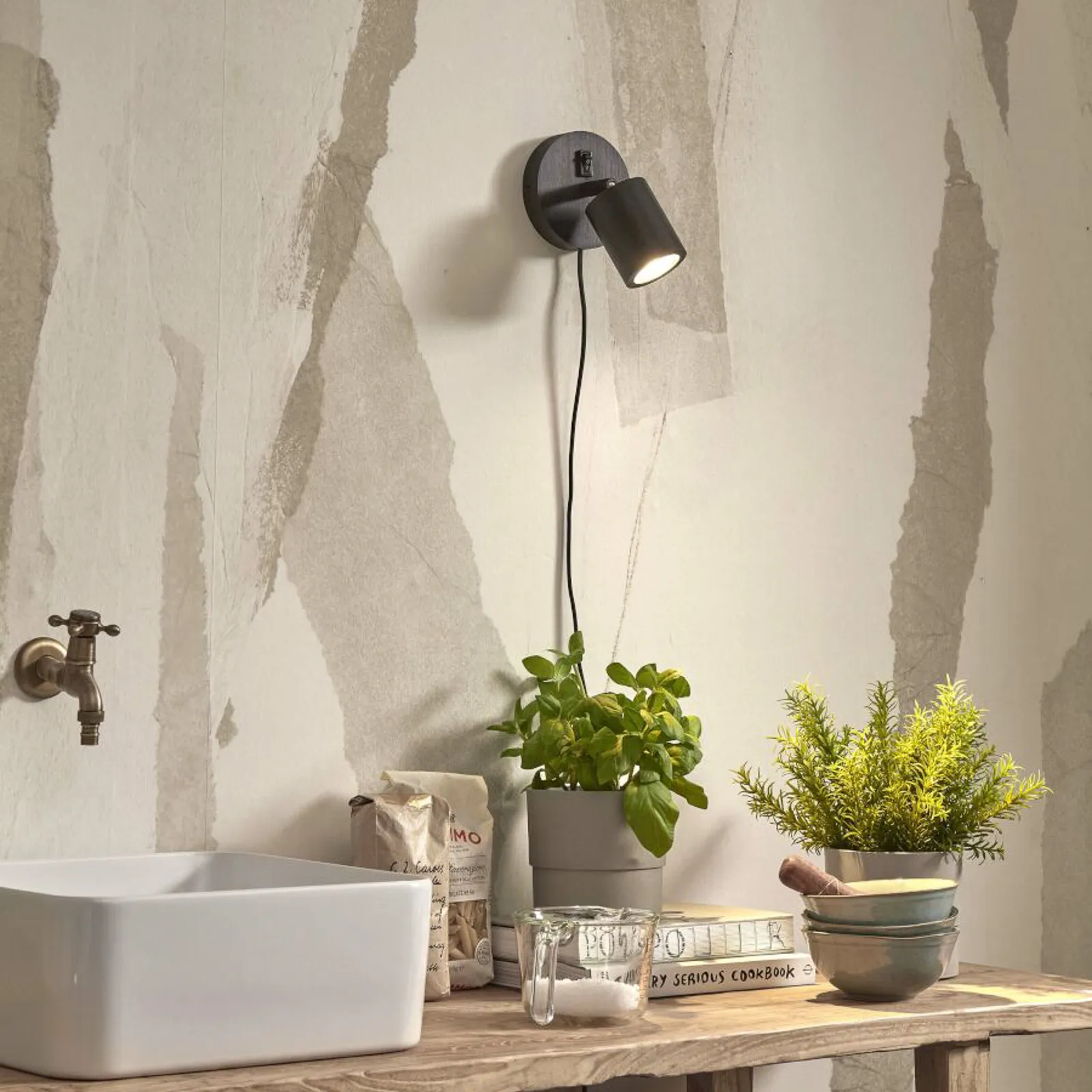 GOOD & MOJO Java applique, spina, 1 luce, nero