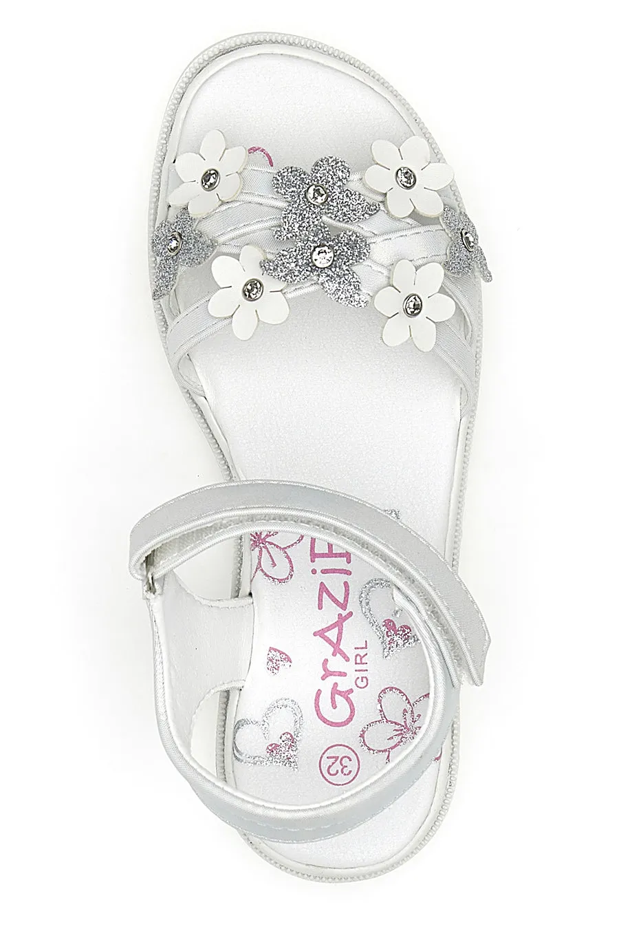   GRAZIE Sandali Bianchi con Fiori Grazie Girl 14339