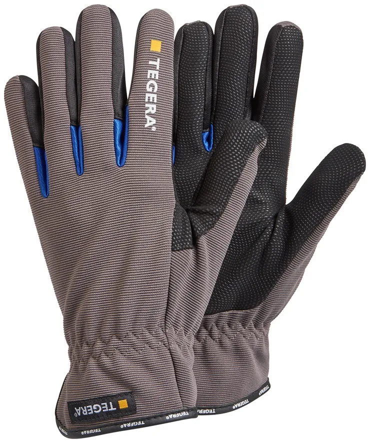 Guanti da lavoro Tegera TEGERA, Tg. 10, in Pelle sintetica, col. Nero, blu, grigio