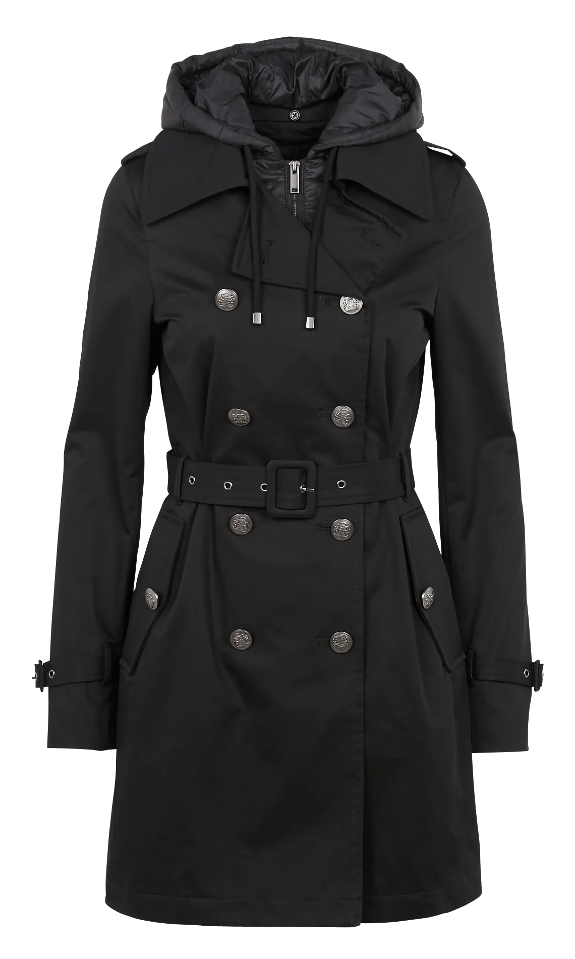  IKKS   Trench con revers e cappuccio in cotone | Nero