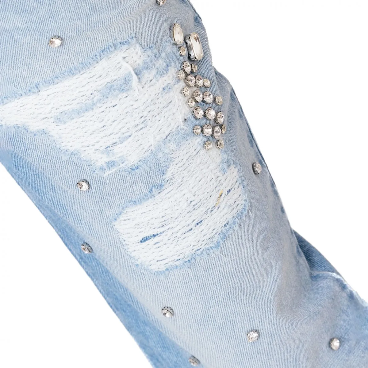 Jeans Boyfriend Rotture E Applicazione Cabochon
