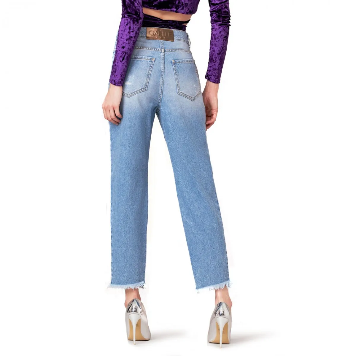 Jeans Boyfriend Rotture E Applicazione Cabochon
