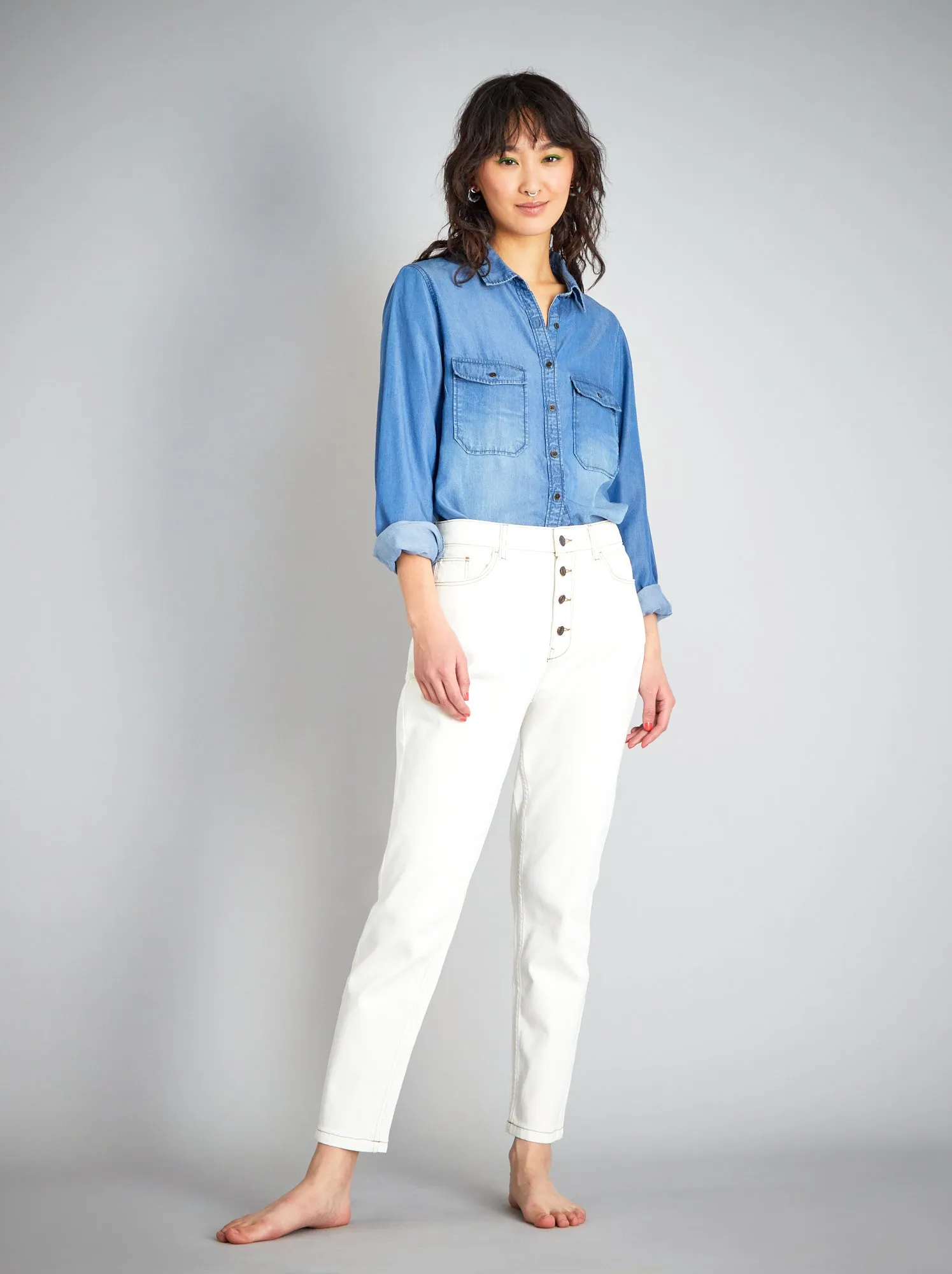 Jeans mom a vita molto alta - L30 - BIANCO