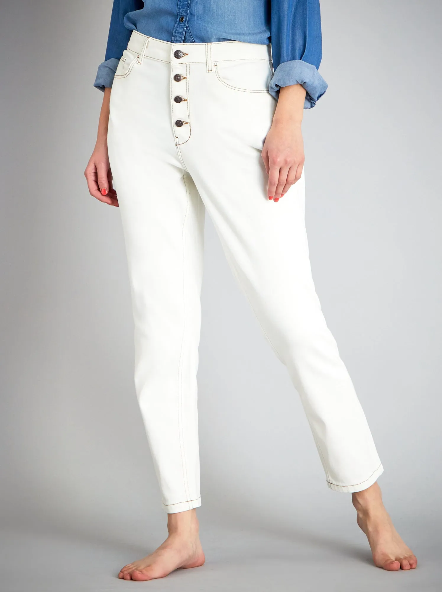Jeans mom a vita molto alta - L30 - BIANCO