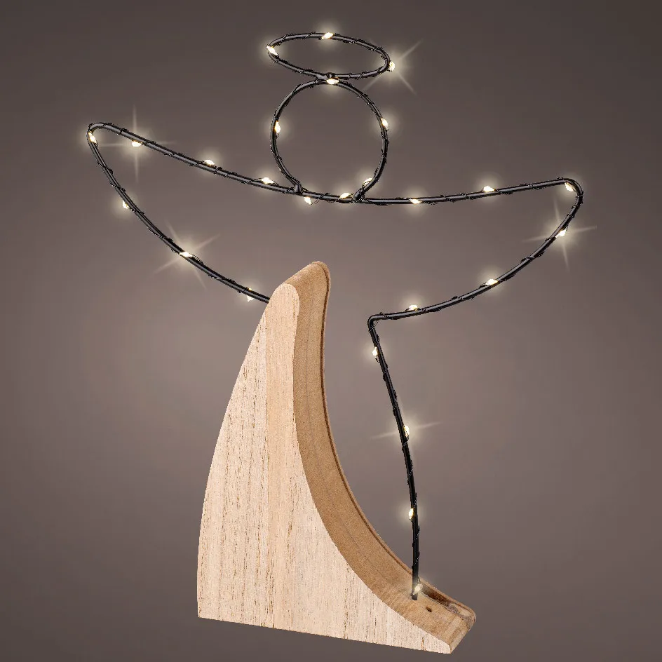Kaemingk  Decorazione LED angelo in legno compensato