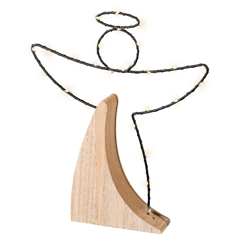 Kaemingk  Decorazione LED angelo in legno compensato