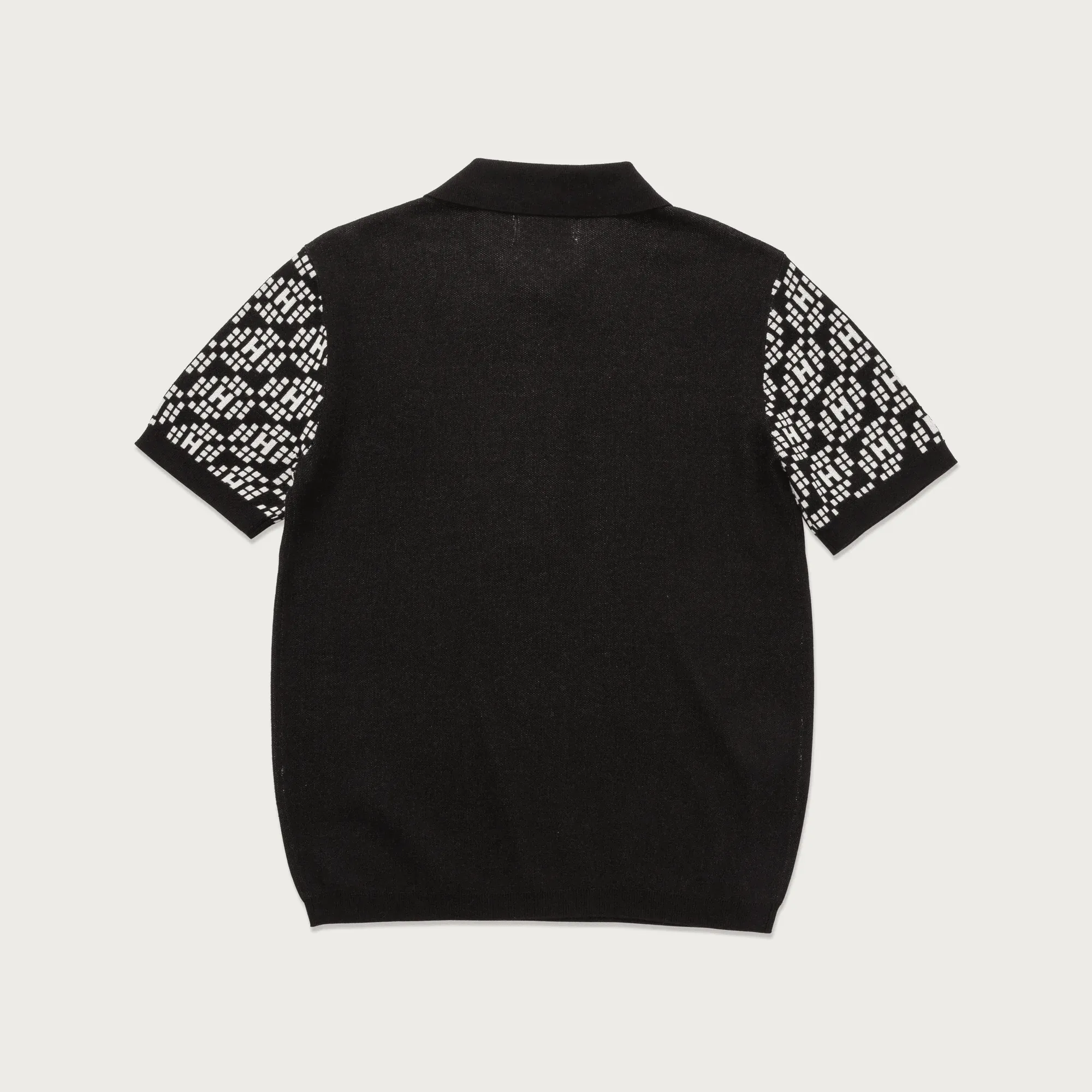 Knit H Pattern Polo Black