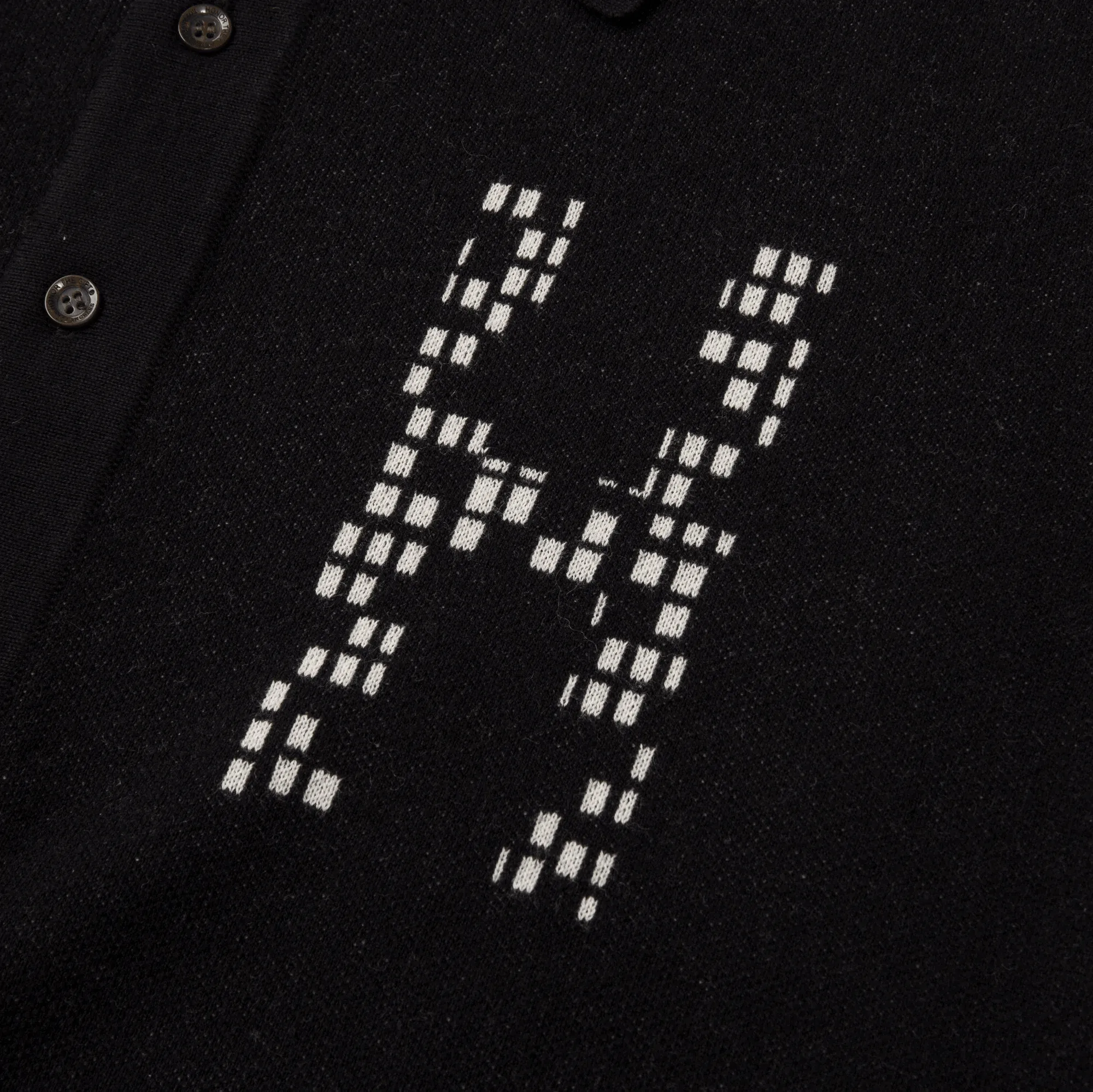 Knit H Pattern Polo Black