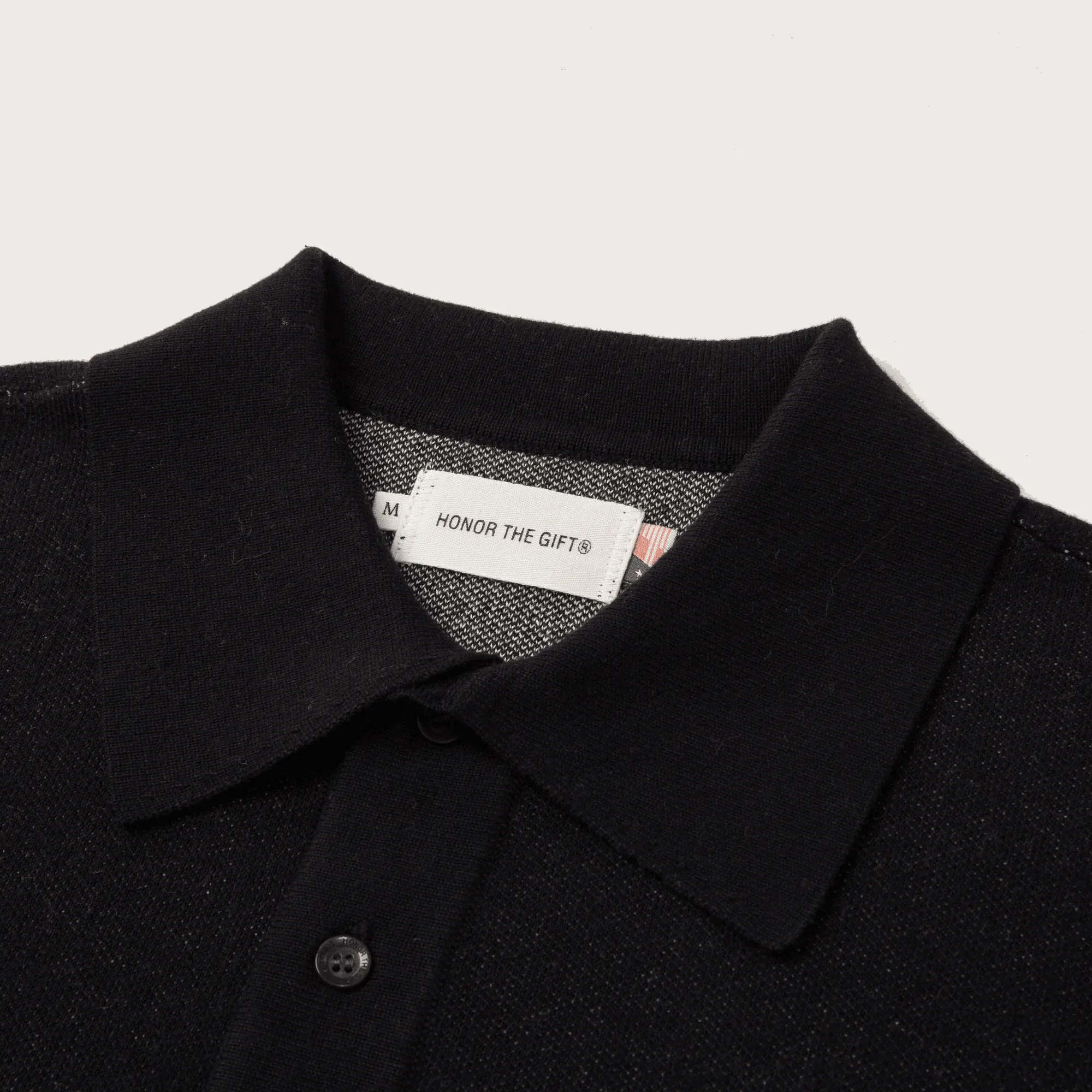 Knit H Pattern Polo Black