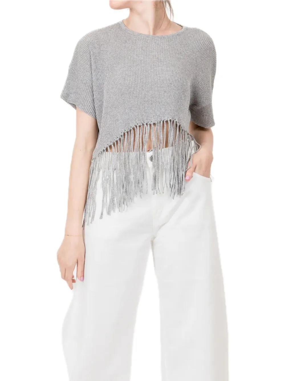 Knitwear T-shirt Lurex - Argento