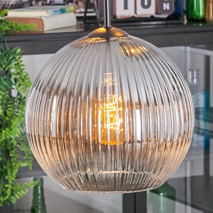 Koyoto Lampadario a sospensione, Lampada a sfera, Lampada a sospensione a cluster Chiaro, Grigio fumo, 3-Luci