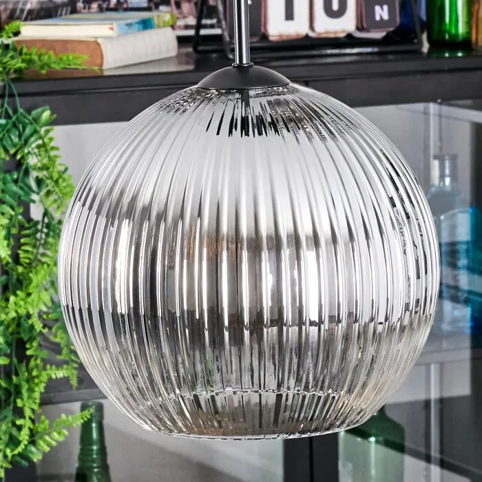 Koyoto Lampadario a sospensione, Lampada a sfera, Lampada a sospensione a cluster Chiaro, Grigio fumo, 3-Luci