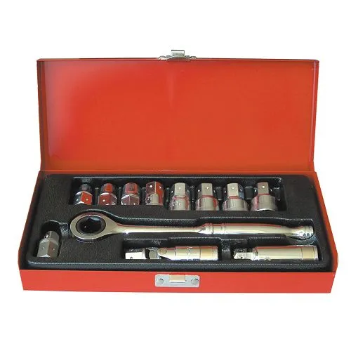 KRAVM 54347 Valigetta ABS con set di bussole passanti 3/8" misure 8-19 mm con cricchetto a frizione