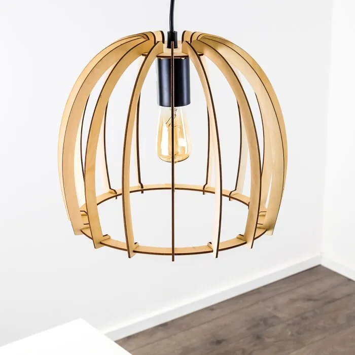 Lampada a Sospensione Wutt Legno chiaro, Nero, 1-Luce