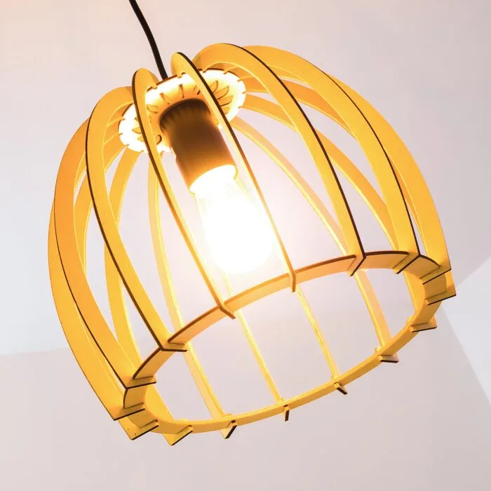 Lampada a Sospensione Wutt Legno chiaro, Nero, 1-Luce