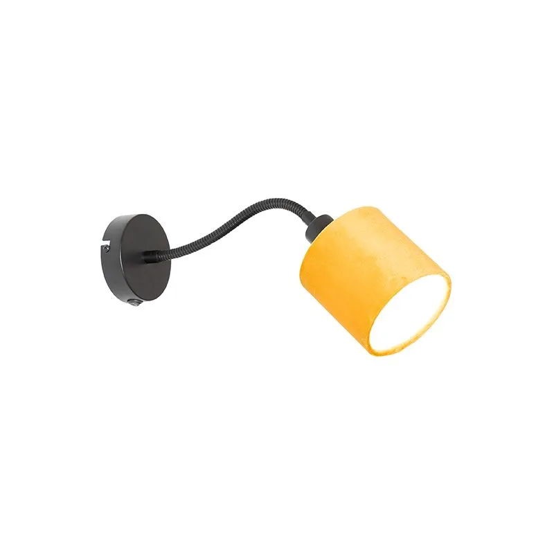Lampada da parete nera con interruttore paralume giallo e braccio fex - Merwe