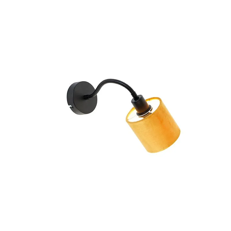 Lampada da parete nera con interruttore paralume giallo e braccio fex - Merwe
