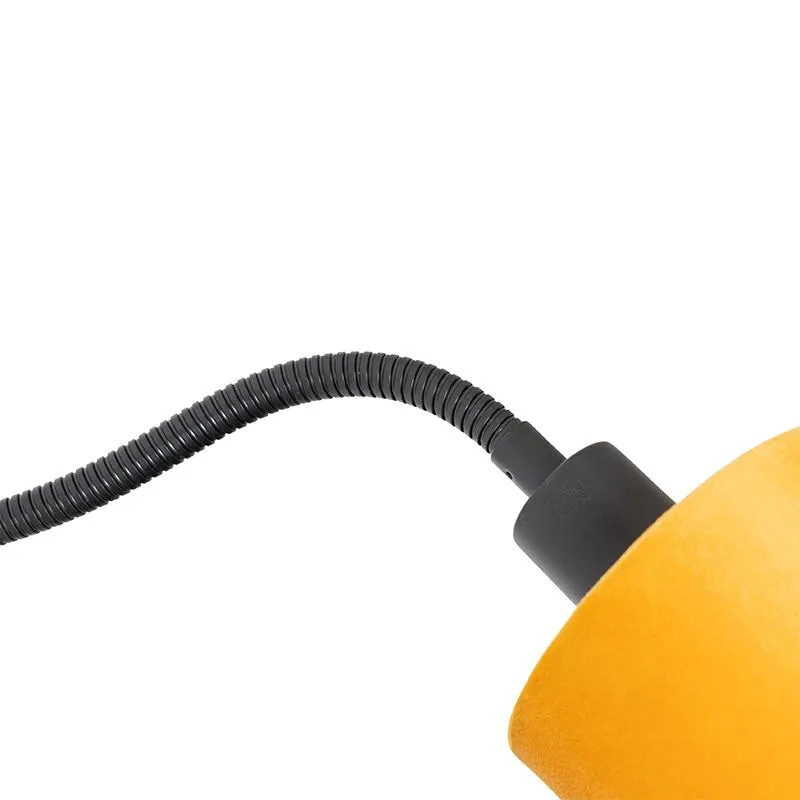 Lampada da parete nera con interruttore paralume giallo e braccio fex - Merwe