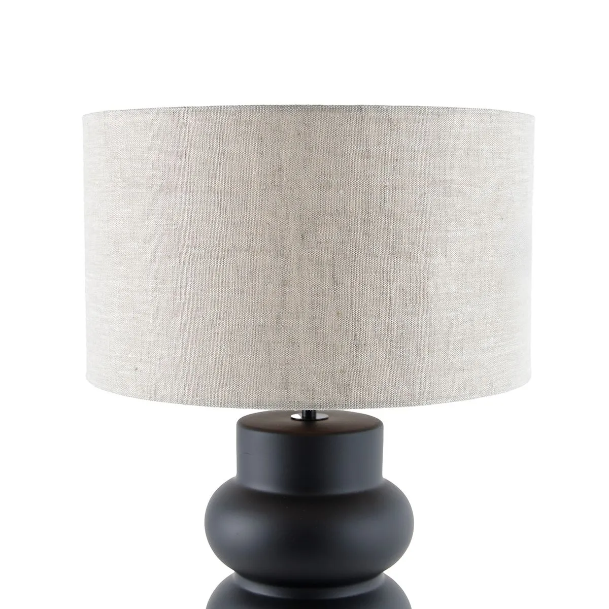 Lampada da tavolo di design nera con paralume in tessuto grigio chiaro 35 cm - Alisia