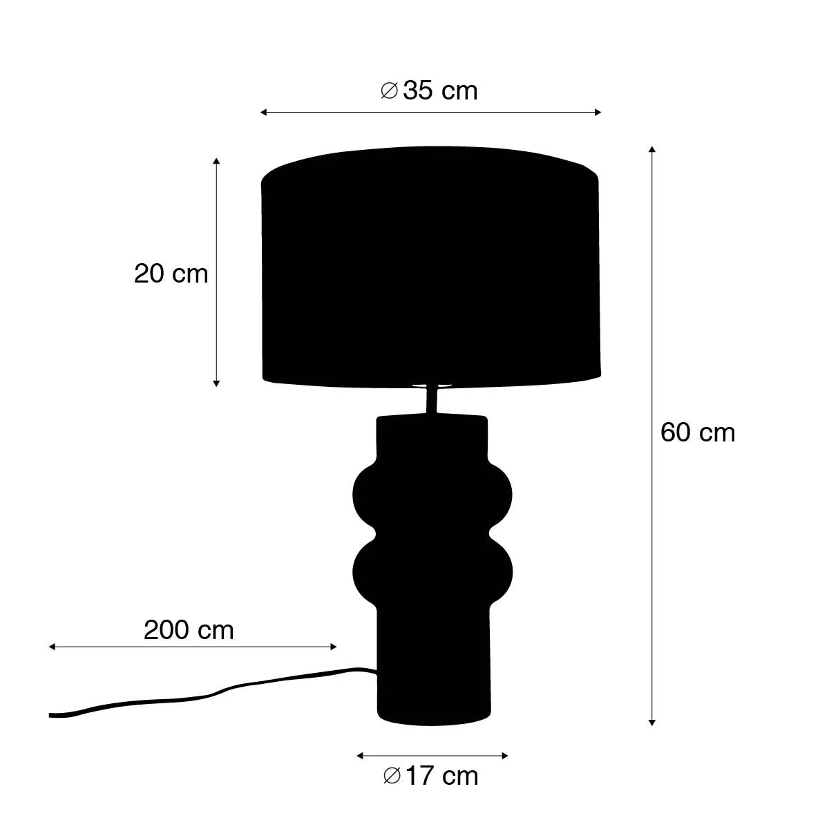Lampada da tavolo di design nera con paralume in tessuto grigio chiaro 35 cm - Alisia
