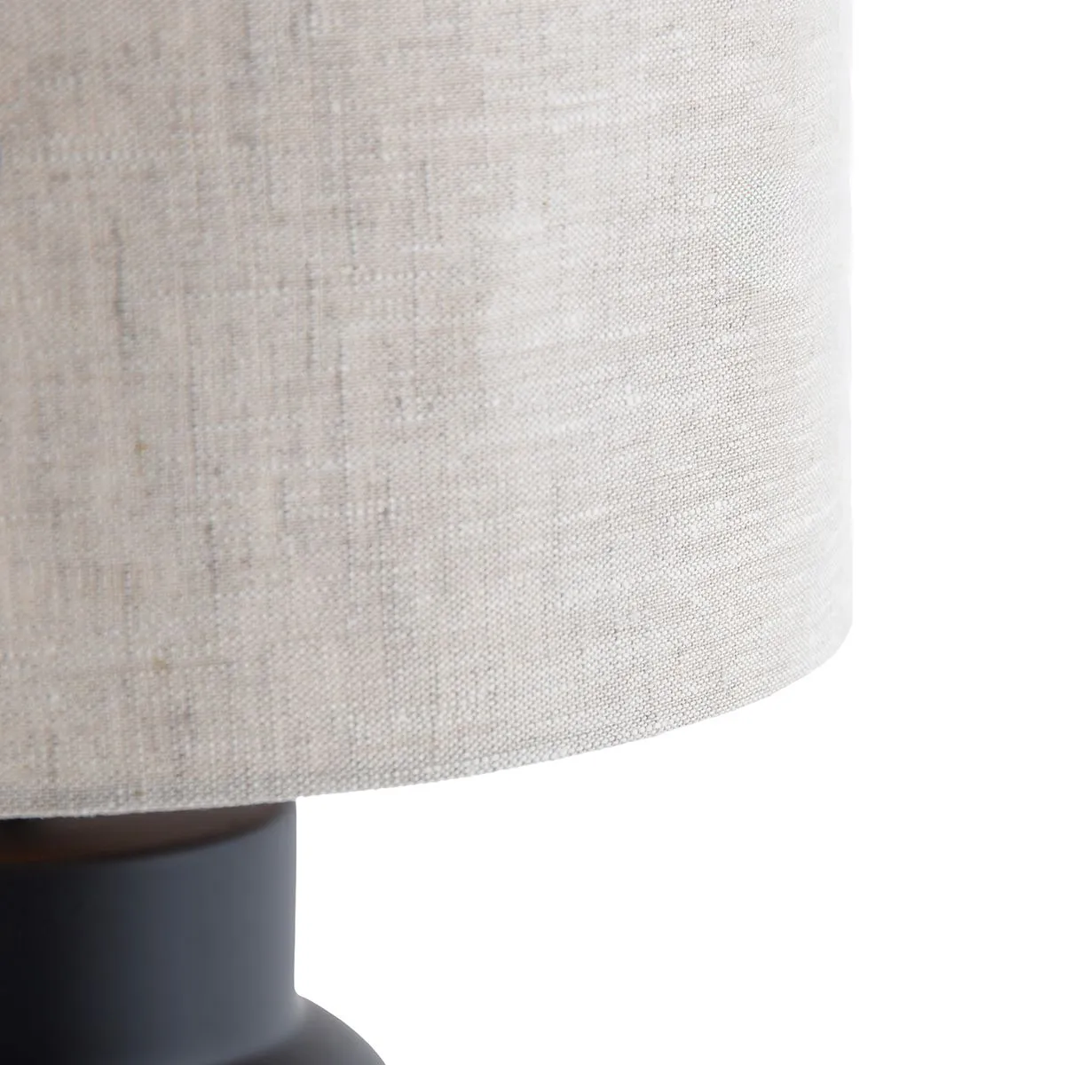 Lampada da tavolo di design nera con paralume in tessuto grigio chiaro 35 cm - Alisia