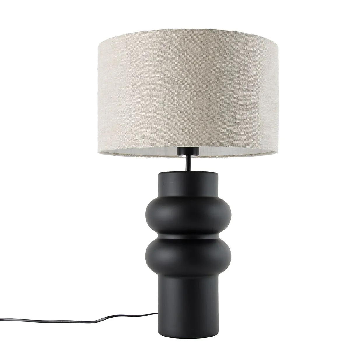 Lampada da tavolo di design nera con paralume in tessuto grigio chiaro 35 cm - Alisia