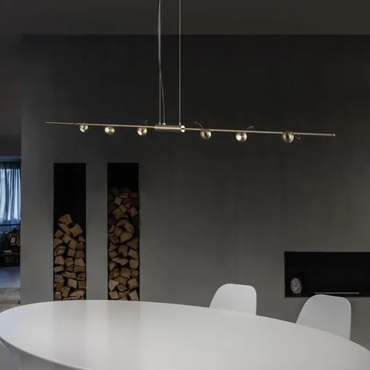 Lampada LED a sospensione Magnetic, 6 luci, oro
