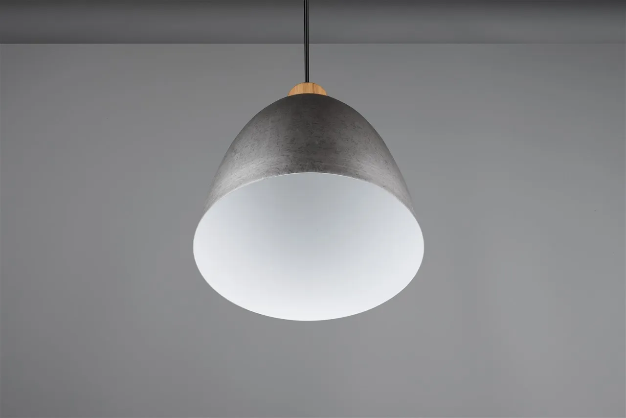 Lampada Sospensione Cucina Jagger Metallo Nichel Inserto Legno Trio Lighting